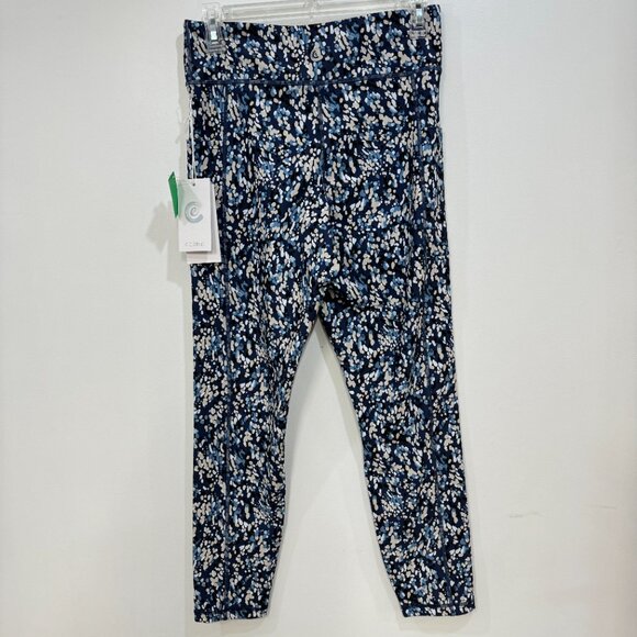 Calme Stretch Pants Print Activewear Blue Tan - Picture 6 of 9